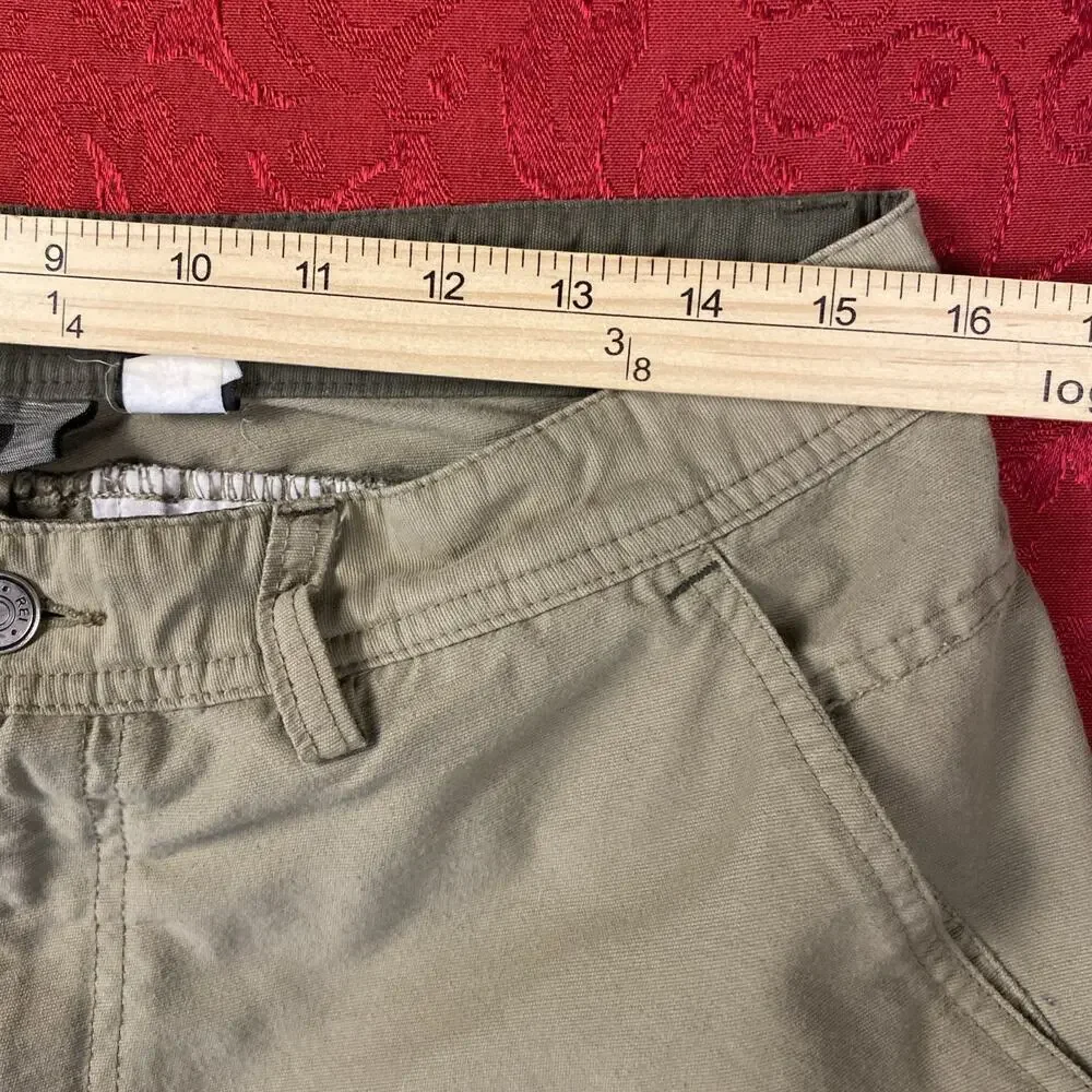 REI Cargo Shorts Brown Cotton Canvas Hiking‎ Outdoor Mens 34X10 Gorpcore - Picture 4 of 8